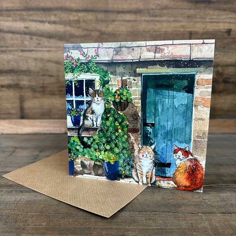Cottage Cats Blank Card