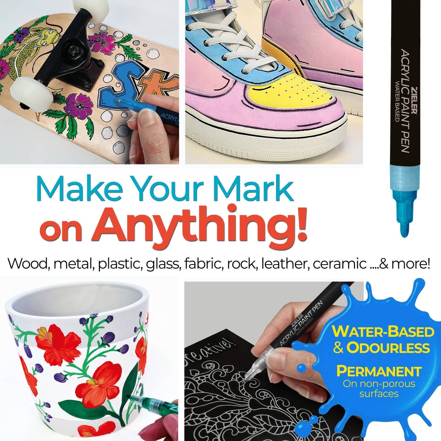 Acrylic Paint Marker Pens Fine tip 1.5mm Pastel Set of 12