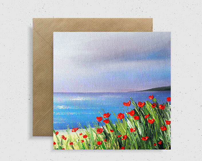 Poppies By The Sea Greeting Card