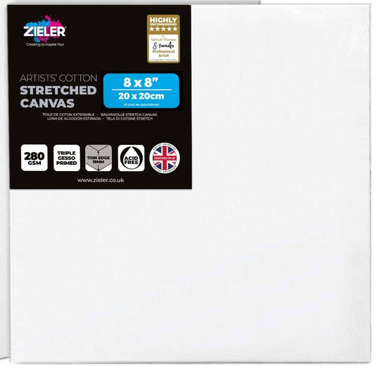 Stretched Canvas 280gsm 20cm x 20cm 19mm Thin Edge