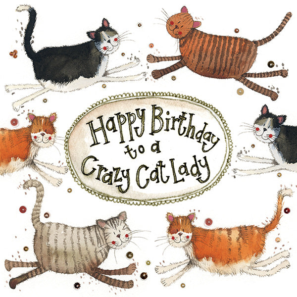 Crazy Cat Lady Birthday Greeting Card