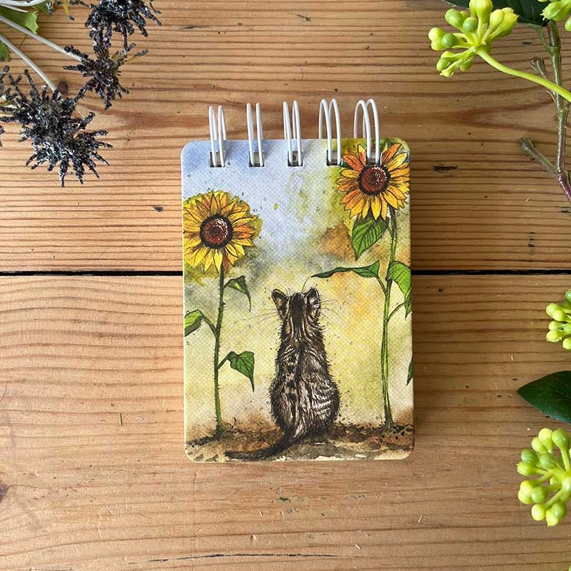 Cats in Sunflowers Small Spiral Bound Notepad