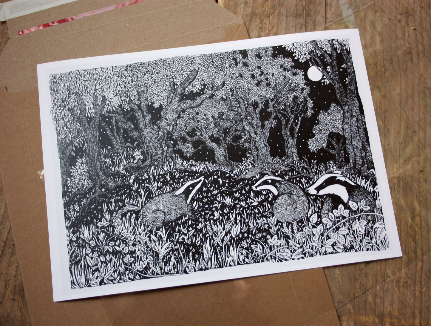 Badger Family A4 Print