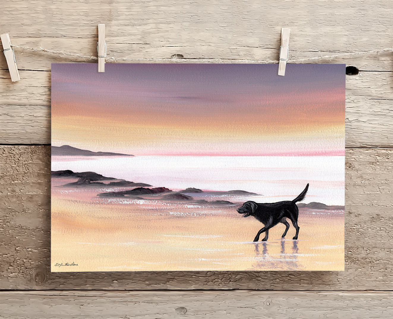 Labrador On The Beach - A4 Print