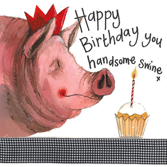 Handsome Pig Birthday Greeting Card