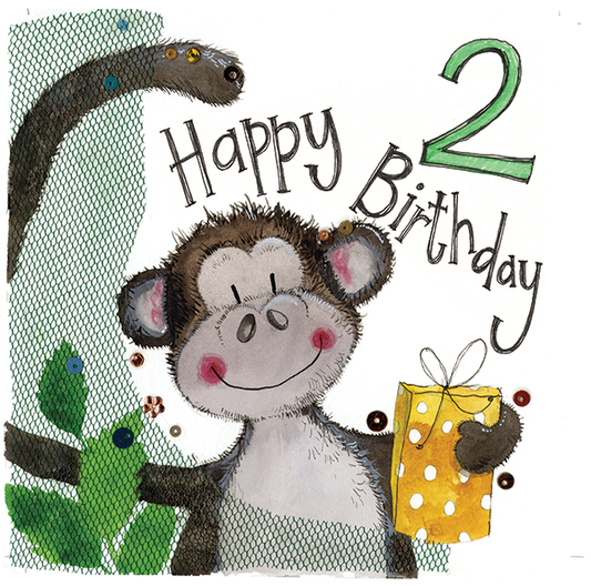 2 Birthday Greeting Card Monkey