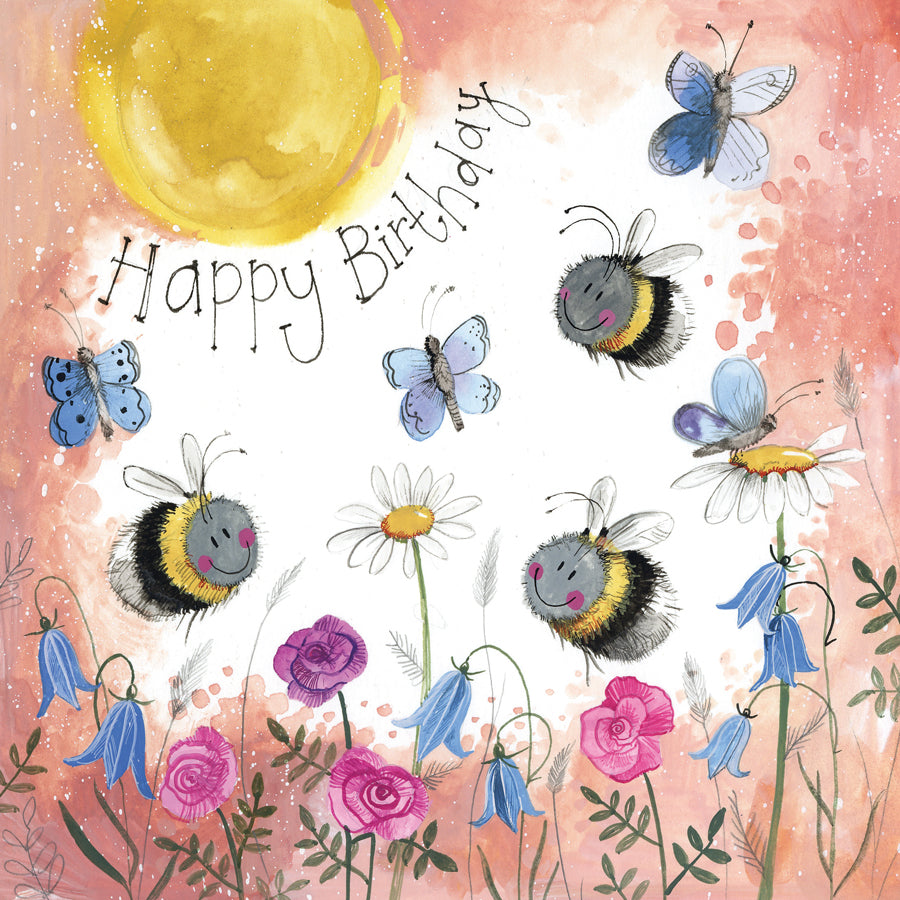 Sunshine Swarm Bee Birthday Card